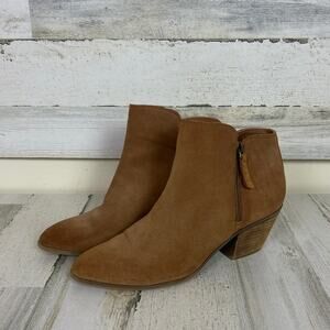 Frye Womens 10 Brown Suede Leather Side Zip Western Heeled Ankle Boots